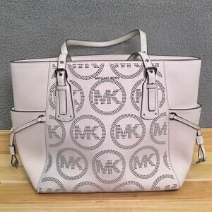 Michael Kors Voyager Tote Bag Optic White Leather NWT MK Logo Shoulder‎ Handbag